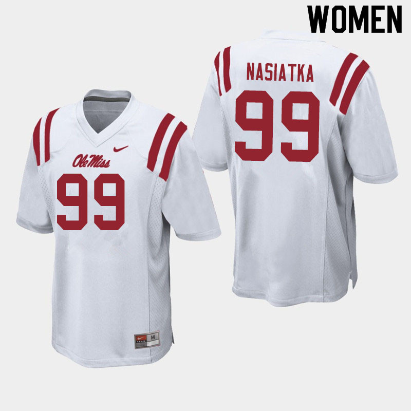 Women #99 Patrick Nasiatka Ole Miss Rebels College Football Jerseys Sale-White